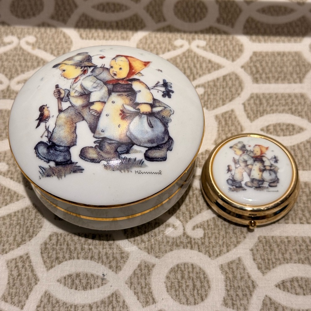 Goebel Hummel Hansel Gretel porcelain jewelry box trinket Reutter with pillbox